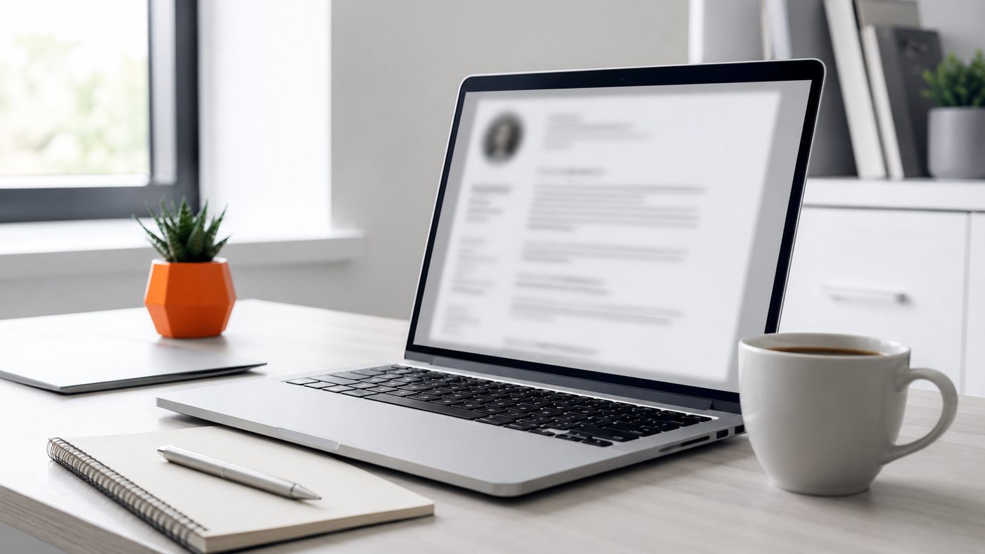 A resume open on a laptop, ready for review